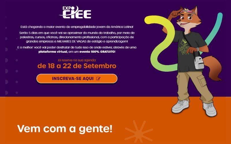 Evento online realizado pelo CIEE promove estágios e palestras para quem está iniciando a jornada no mercado de trabalho